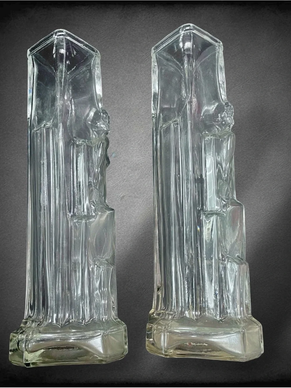 Glass Vases Vintage 30's Art Deco Nude & Sky Scrapers Carters Bath Salts Bottle
